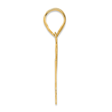 Polished Number 74 Charm Pendant in Real 14k Yellow Gold