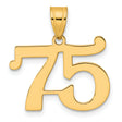 Polished Number 75 Charm Pendant in Real 14k Yellow Gold