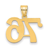Polished Number 76 Charm Pendant in Real 14k Yellow Gold