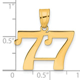 Polished Number 77 Charm Pendant in Real 14k Yellow Gold