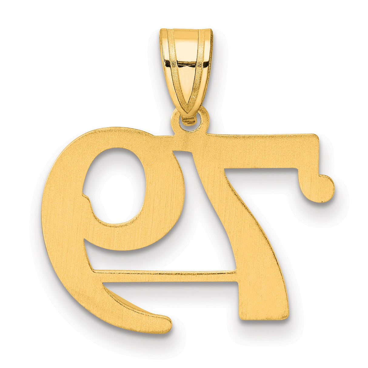 Polished Number 79 Charm Pendant in Real 14k Yellow Gold