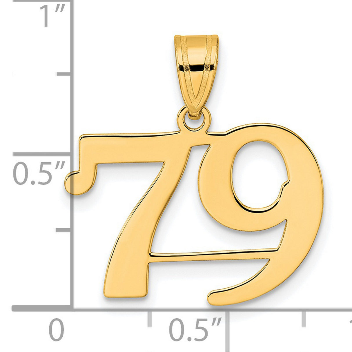 Polished Number 79 Charm Pendant in Real 14k Yellow Gold