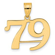 Polished Number 79 Charm Pendant in Real 14k Yellow Gold