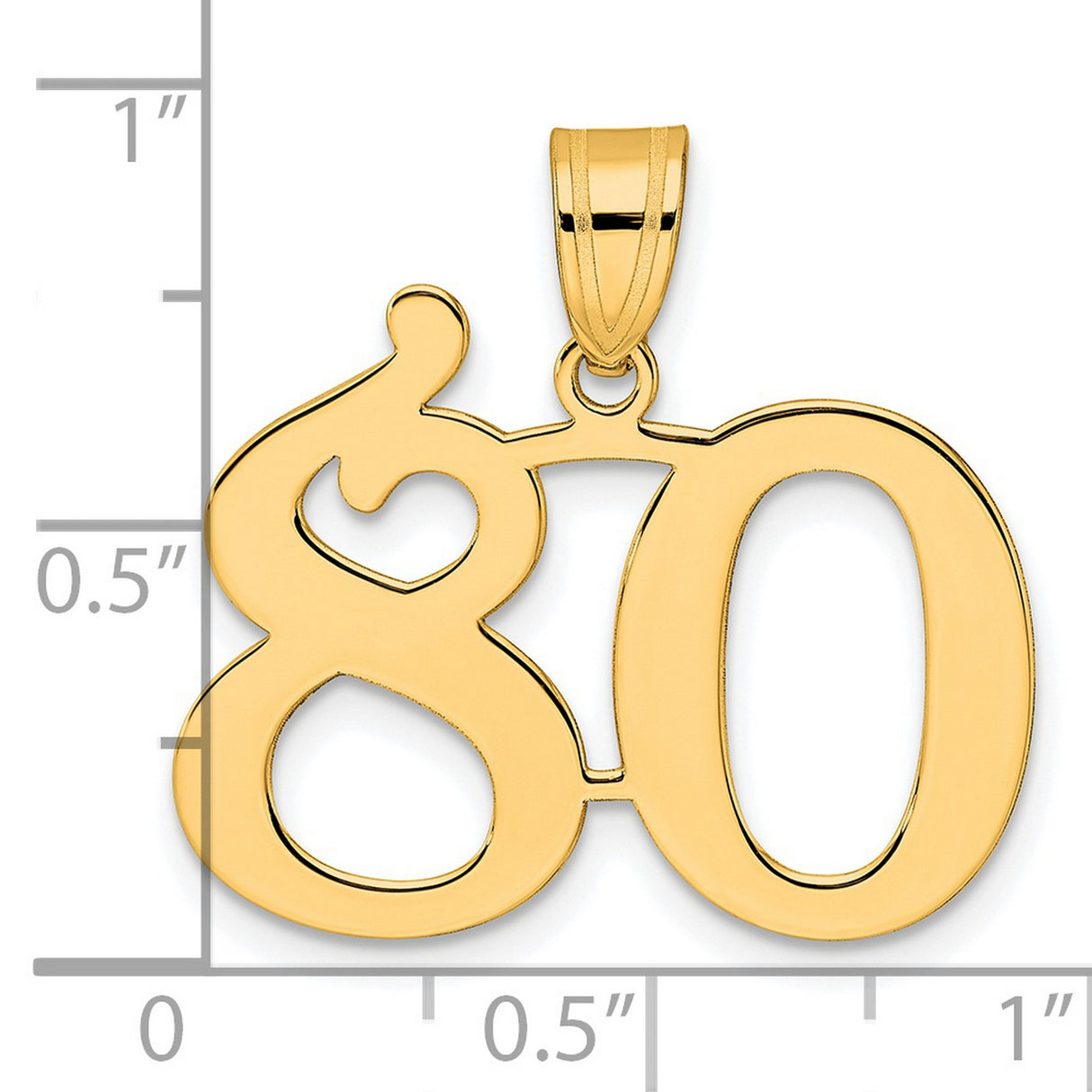 Polished Number 80 Charm Pendant in Real 14k Yellow Gold