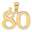 Polished Number 80 Charm Pendant in Real 14k Yellow Gold