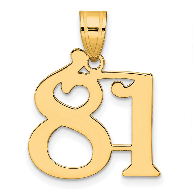 Polished Number 81 Charm Pendant in Real 14k Yellow Gold