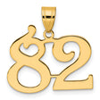 Polished Number 82 Charm Pendant in Real 14k Yellow Gold