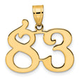 Polished Number 83 Charm Pendant in Real 14k Yellow Gold