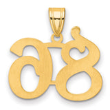 Polished Number 86 Charm Pendant in Real 14k Yellow Gold