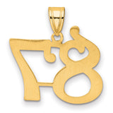 Polished Number 87 Charm Pendant in Real 14k Yellow Gold