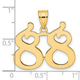 Polished Number 88 Charm Pendant in Real 14k Yellow Gold
