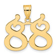 Polished Number 88 Charm Pendant in Real 14k Yellow Gold
