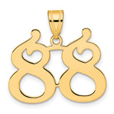 Polished Number 88 Charm Pendant in Real 14k Yellow Gold
