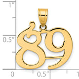 Polished Number 89 Charm Pendant in Real 14k Yellow Gold