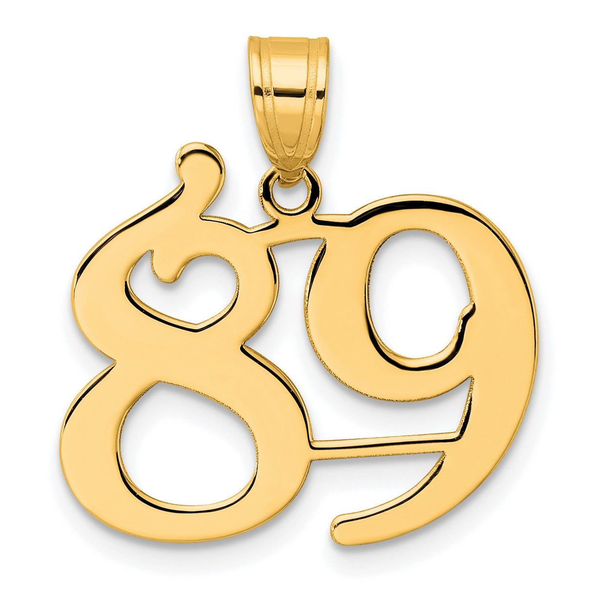 Polished Number 89 Charm Pendant in Real 14k Yellow Gold