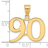 Polished Number 90 Charm Pendant in Real 14k Yellow Gold