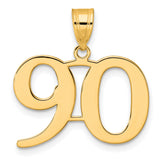 Polished Number 90 Charm Pendant in Real 14k Yellow Gold