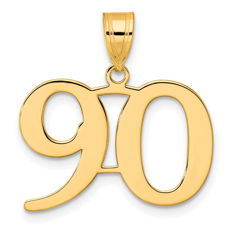 Polished Number 90 Charm Pendant in Real 14k Yellow Gold