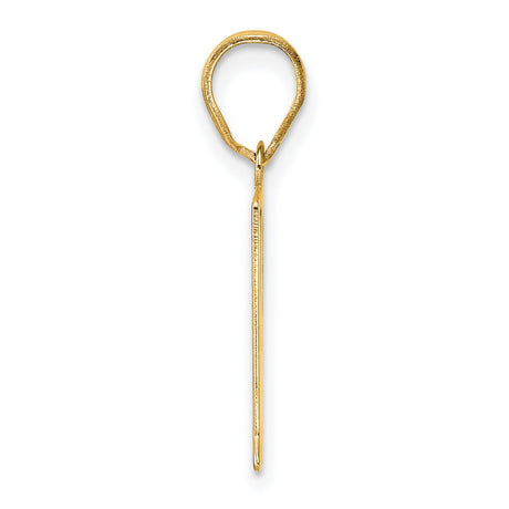 Polished Number 91 Charm Pendant in Real 14k Yellow Gold