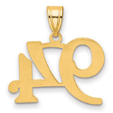 Polished Number 94 Charm Pendant in Real 14k Yellow Gold