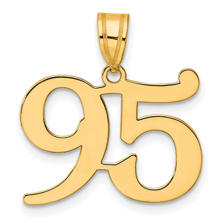 Polished Number 95 Charm Pendant in Real 14k Yellow Gold