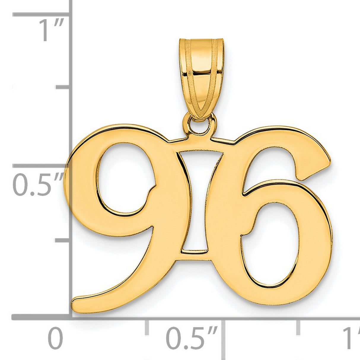 Polished Number 96 Charm Pendant in Real 14k Yellow Gold