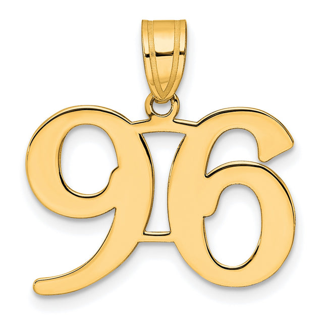 Polished Number 96 Charm Pendant in Real 14k Yellow Gold