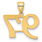 Polished Number 97 Charm Pendant in Real 14k Yellow Gold