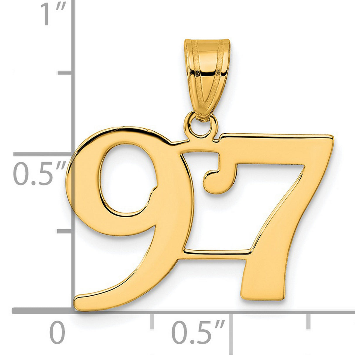 Polished Number 97 Charm Pendant in Real 14k Yellow Gold