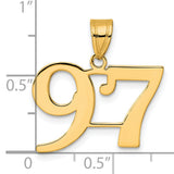 Polished Number 97 Charm Pendant in Real 14k Yellow Gold