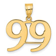 Polished Number 99 Charm Pendant in Real 14k Yellow Gold