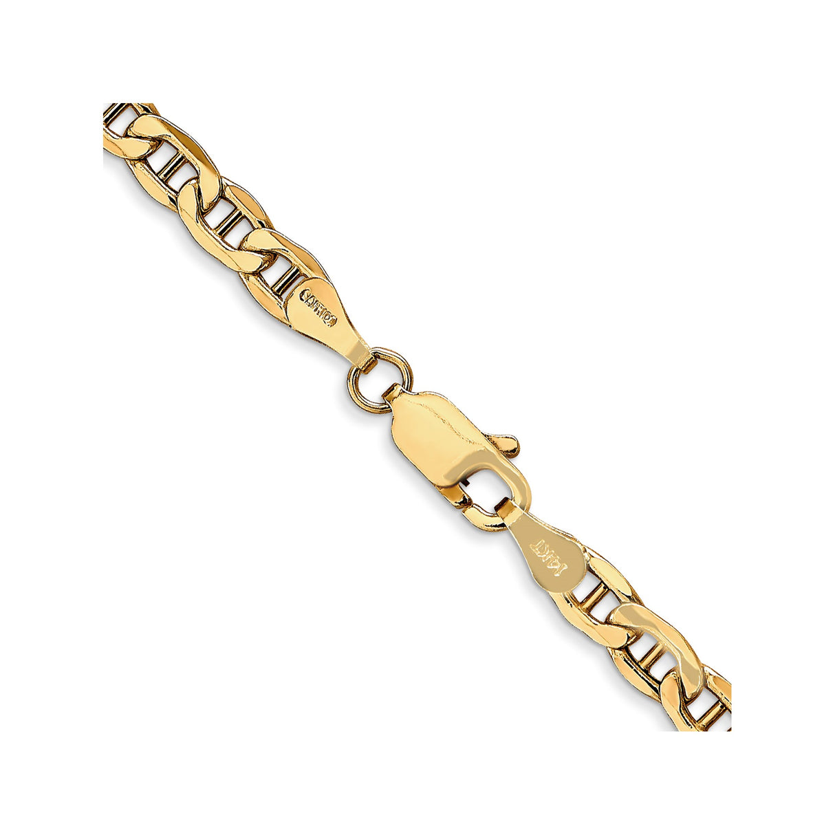 14K Yellow Gold 4 mm Polished Chain Necklace alternate angle