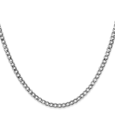 14K White Gold 3.35 mm Curb Chain Necklace, Polished