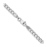 14K White Gold 3.35 mm Curb Chain Necklace, Polished alternate angle