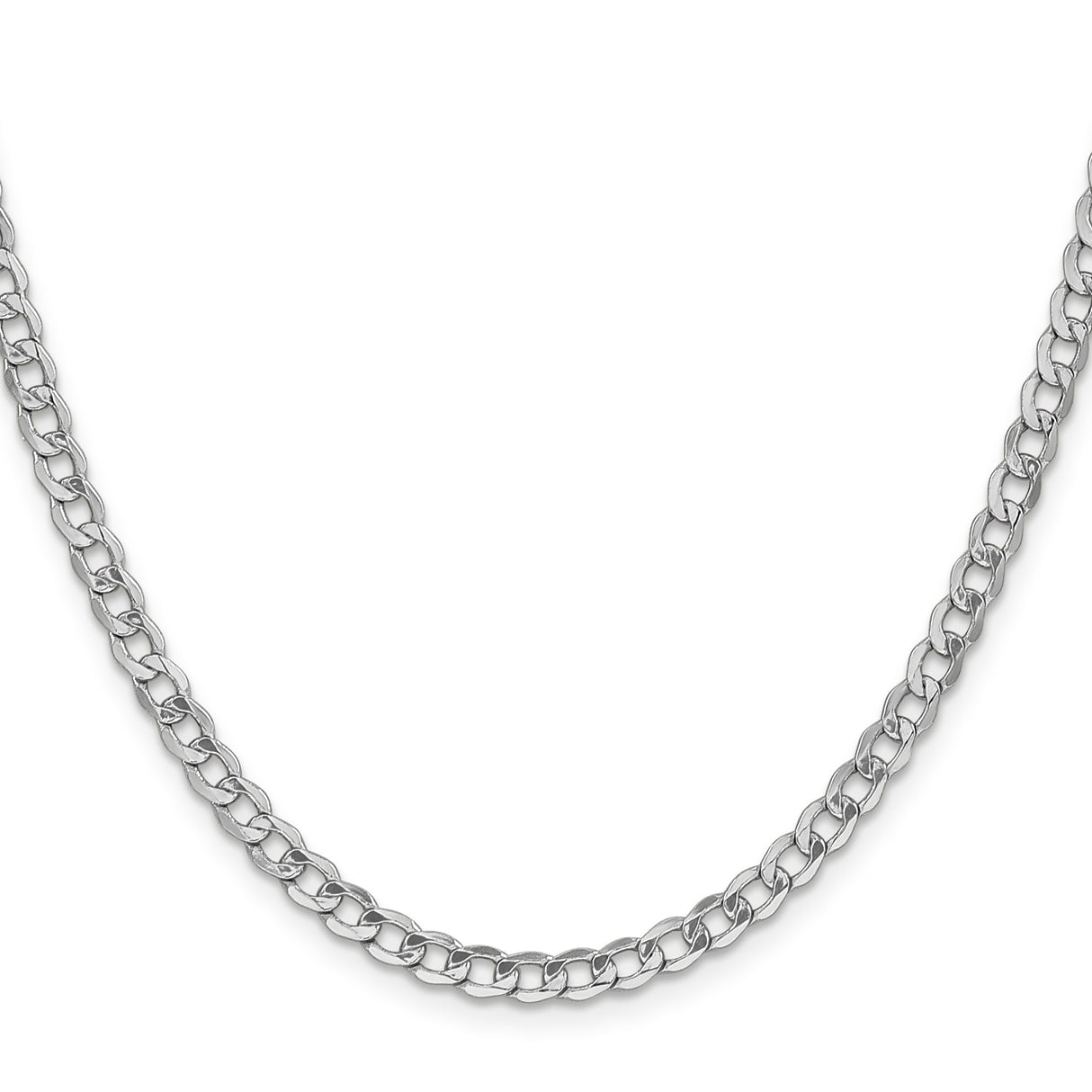 14K White Gold 4.3 mm Curb Chain Necklace, Polished