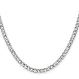 14K White Gold 4.3 mm Curb Chain Necklace, Polished