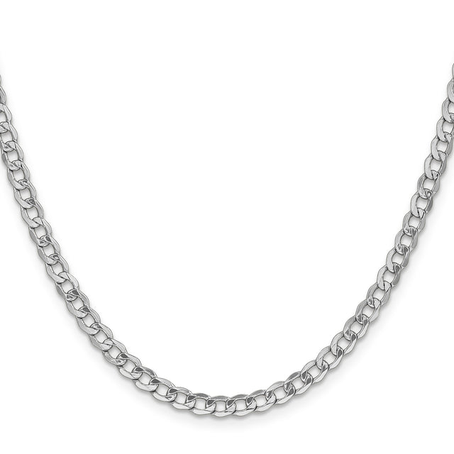 14K White Gold 4.3 mm Curb Chain Necklace, Polished