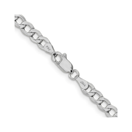 14K White Gold 4.3 mm Curb Chain Necklace, Polished alternate angle