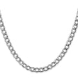 14K White Gold 5.25 mm Curb Chain Necklace, Polished