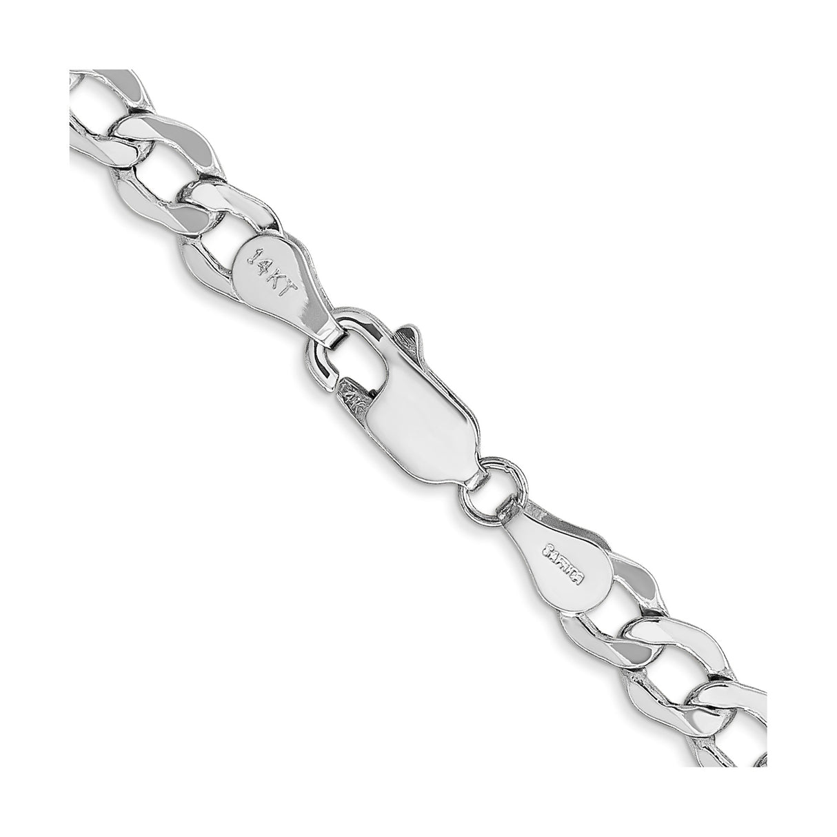 14K White Gold 5.25 mm Curb Chain Necklace, Polished alternate angle