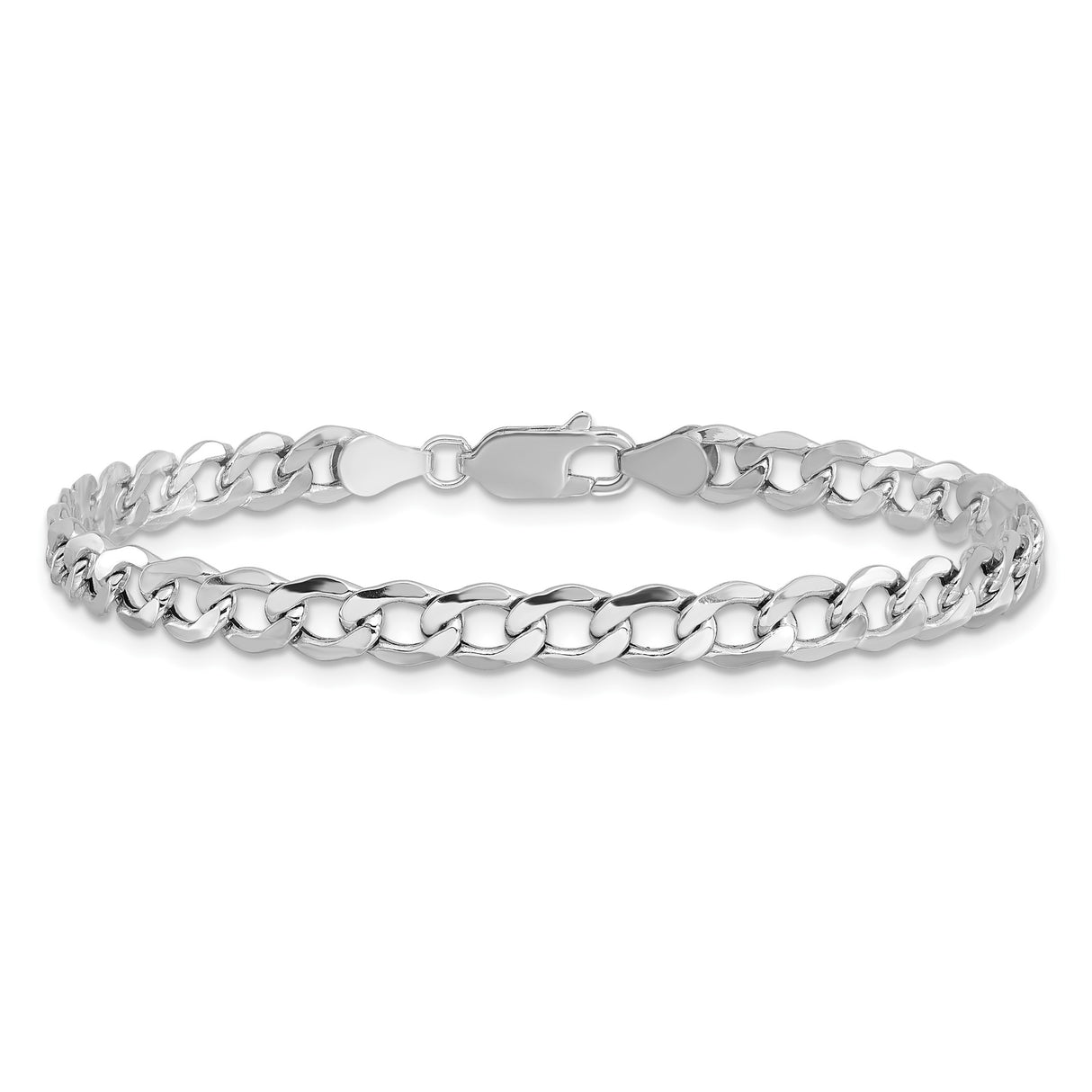14K White Gold 5.25 mm Curb Chain Anklet, Polished