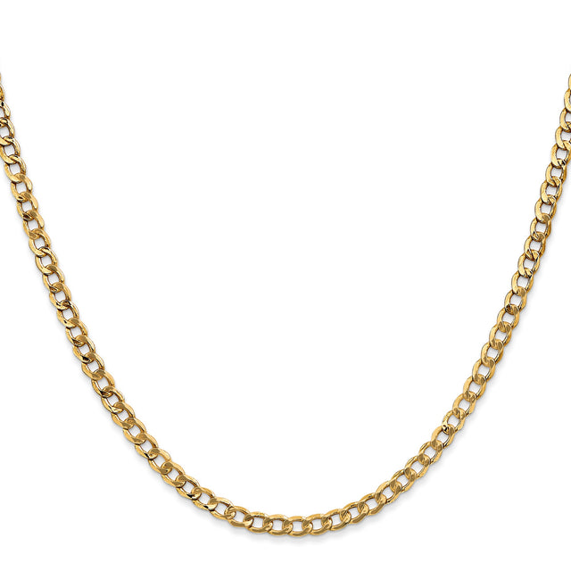 14K Yellow Gold 3.35 mm Curb Chain Necklace, Polished