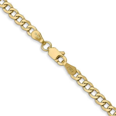 14K Yellow Gold 3.35 mm Curb Chain Necklace, Polished alternate angle