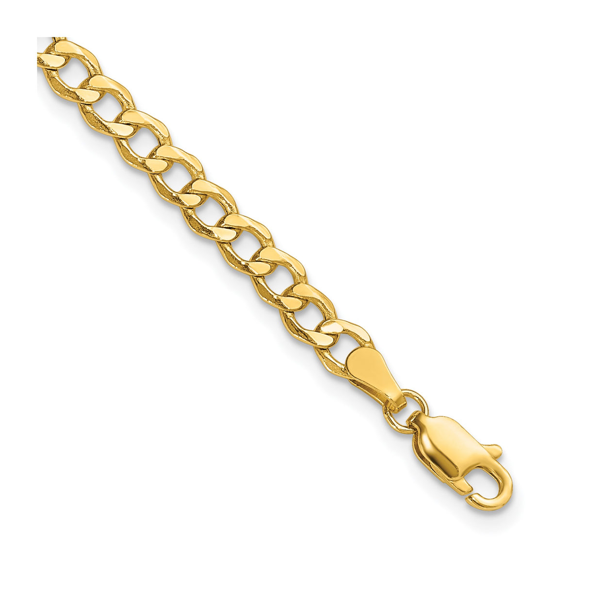 14K Yellow Gold 4.3 mm Curb Chain Bracelet, Polished detail view