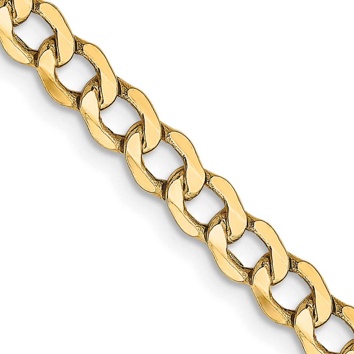 14K Yellow Gold 4.3 mm Curb Chain Necklace, Polished detail view