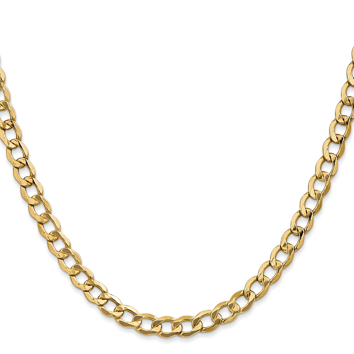 14K Yellow Gold 5.25 mm Curb Chain Necklace, Polished