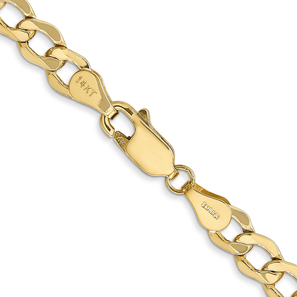 14K Yellow Gold 5.25 mm Curb Chain Necklace, Polished alternate angle