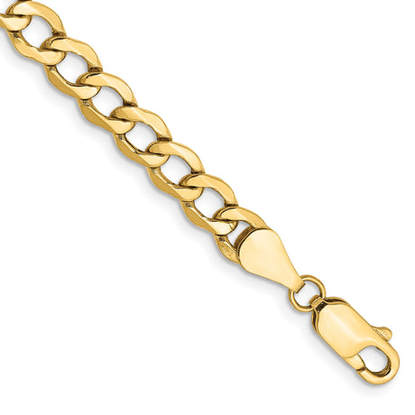 14K Yellow Gold 5.25 mm Curb Chain Bracelet, Polished