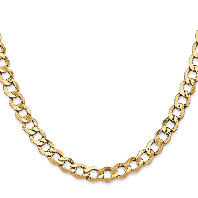 14K Yellow Gold 6.5 mm Curb Chain Necklace, Polished