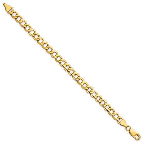 14K Yellow Gold 6.5 mm Curb Chain Bracelet, Polished
